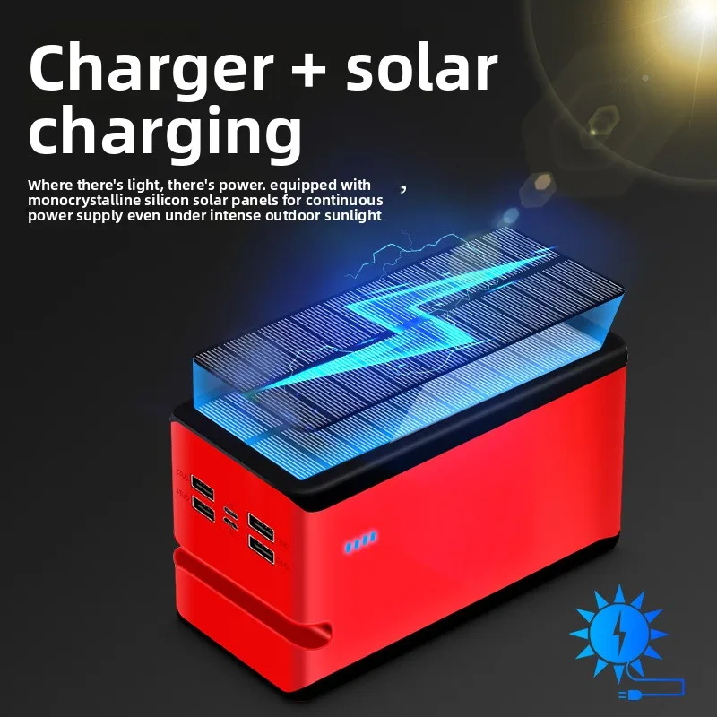 100000mAh Solar Power Bank High Capacity Multi-Function with Stand Camping Outdoor Portable Charger