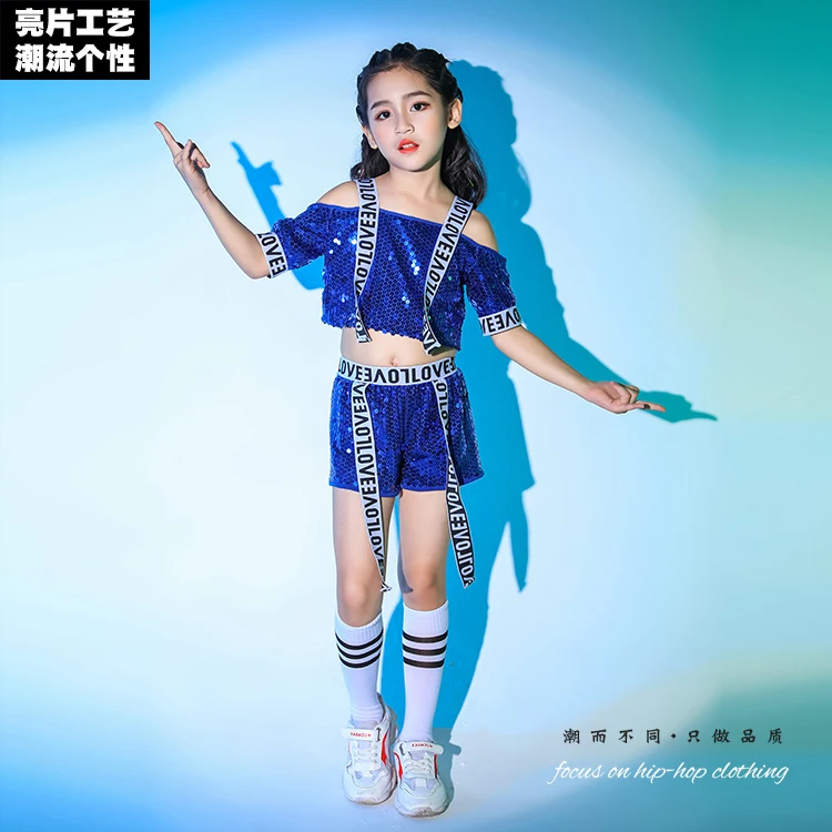 Trendy Dance Performance Clothes Girls Street Dance Sets Hip Hop Jazz Dance Costume Kids Walking Stage Performance Costume