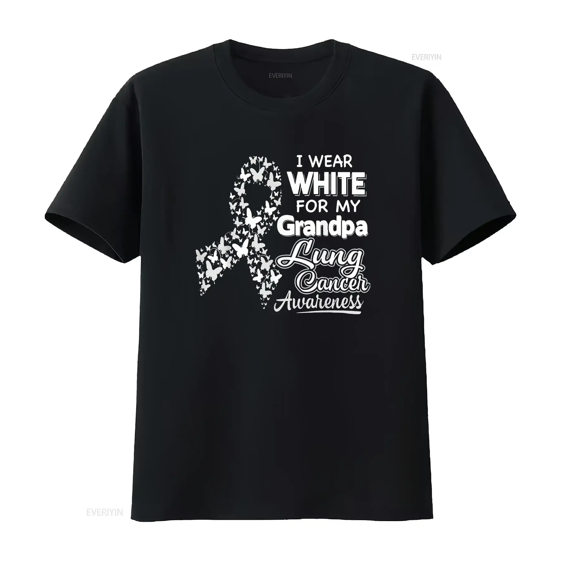 Womens Lung Cancer Awareness T Shirt I Wear White For My Grandpa Black 2X Large vintage Washed Stretched Casual Stylish