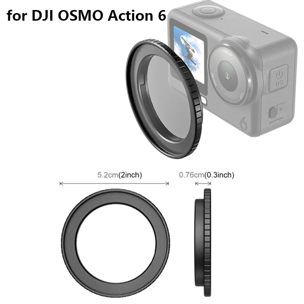 

For DJI Action 6 Filter Holder Compatible 49mm Filter Protective Filter Frame Metal Mount for DJI OSMO Action6 Sports Camera