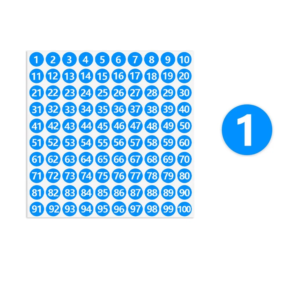 100Sheets 1-100 Labels Number Stickers 10mm Round Nail Polish Color Sorting Stickers DIY Waterproof Clothing Size Label