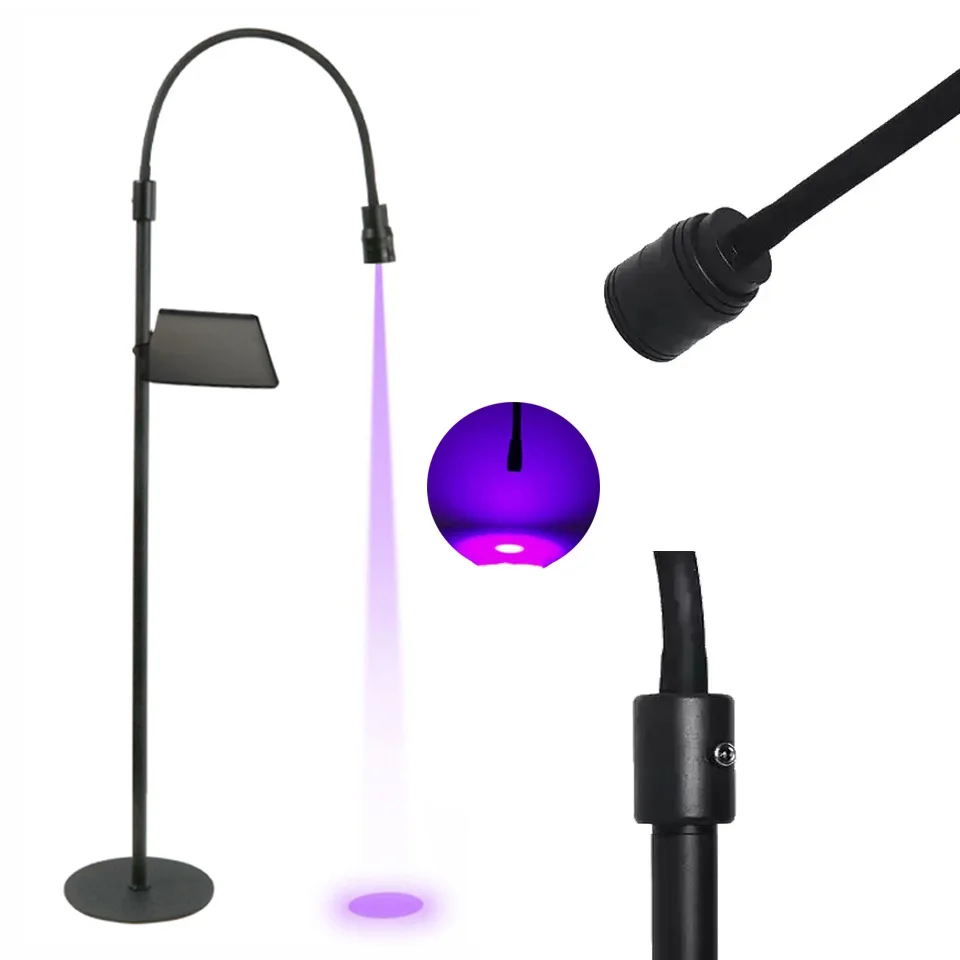 Adjustable purple UV eyelash light, grafted eyelash fast UV curing light, foot switch floor beauty light with tray