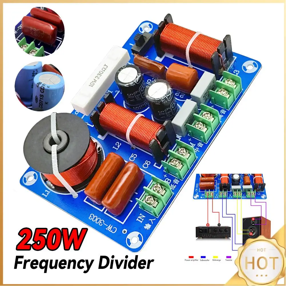 Divisor de Frequência para Caixas de Som 250W: Filtro de Agudos, Médios e Graves de 3 Vias para Upgrade de Áudio HiFi em Home Theater