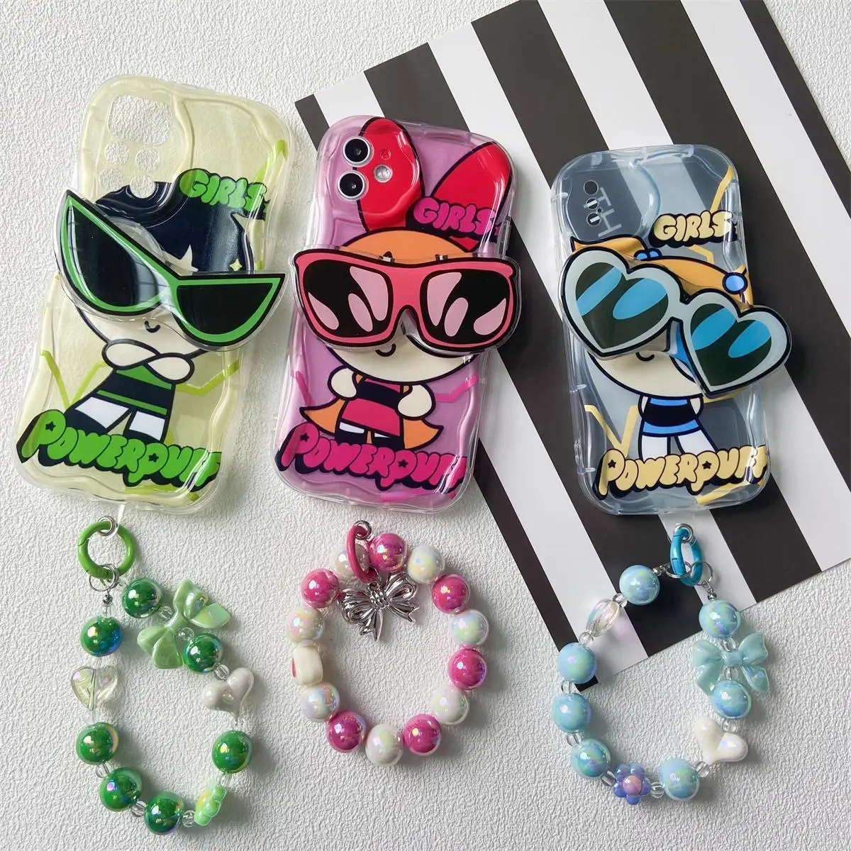 Phone Case for IPhone 15 Pro Max 14 11 13 12 Mini XR 6s 6 8 7 Plus X XS SE 2020 2022 Cover Powerpuff Girls Sunglasses Bracelet