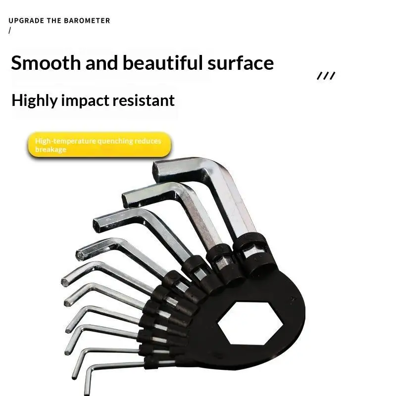 [C] 11Pcs Combination Wrench Set Vanadium Steel, 10Pcs Hex Key + 1Pc Swivel Ratchet Wrench, For Auto Garage Mechanical Repair