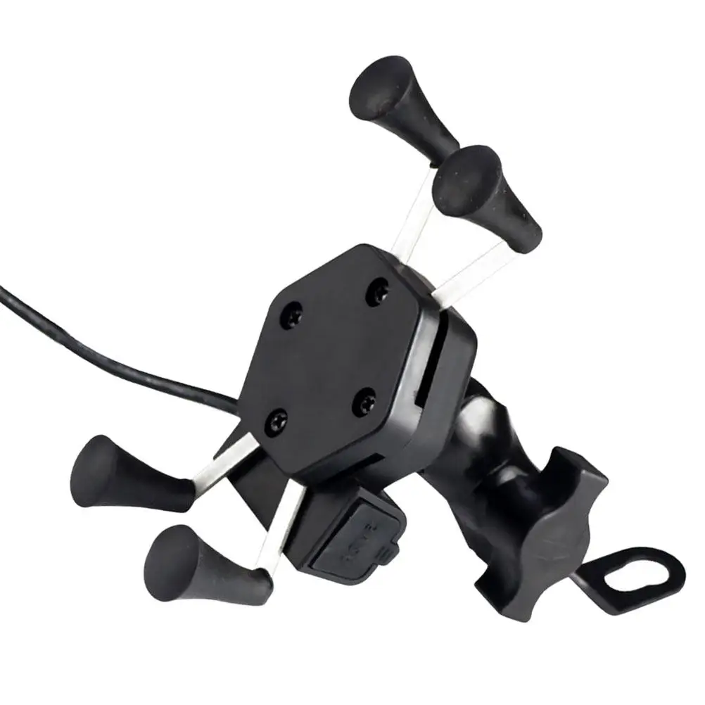 

Universal Motorcycle Phone Holder Mount with Built in USB Charger Strong Clamp Design for Phones