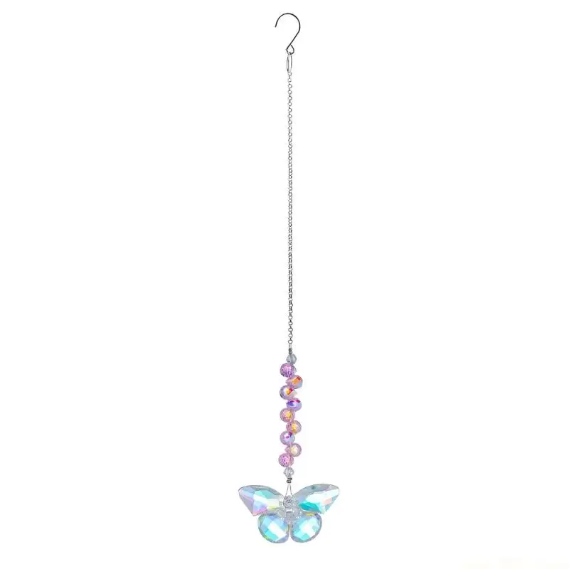 QX2E Lovely Crystal Butterfly Windchime To Enhances Your Patios Outdoor Space