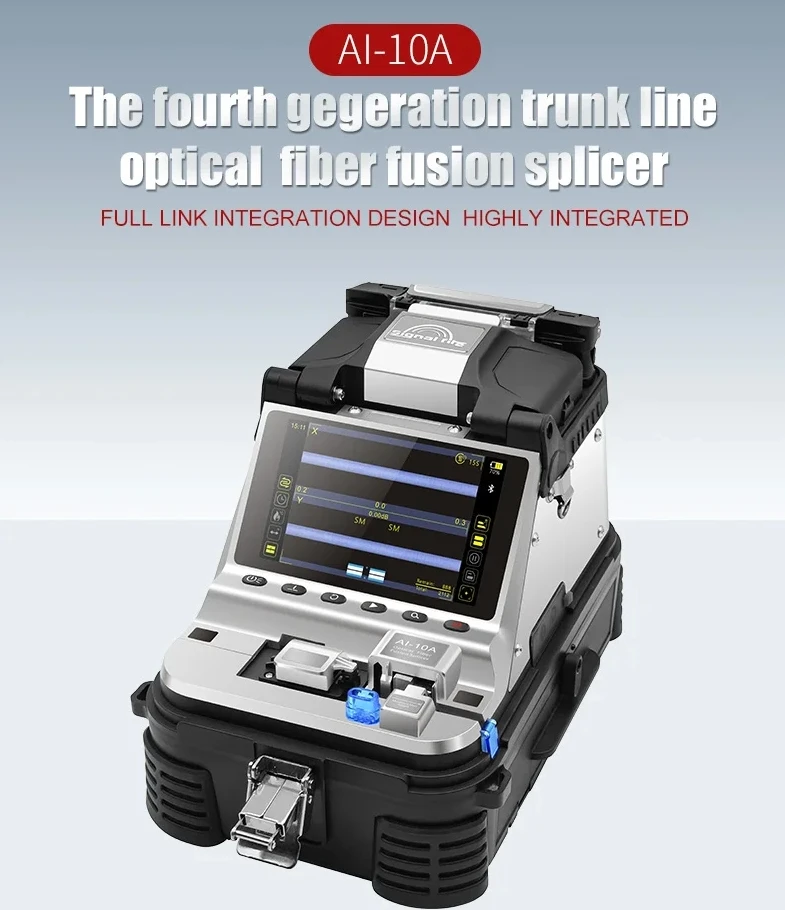 New Signal Fire AI-10A Optical Fiber Fusion Splicer Built in Electric Cleaver VFL OPM Function 6 Motor Splicing Machine