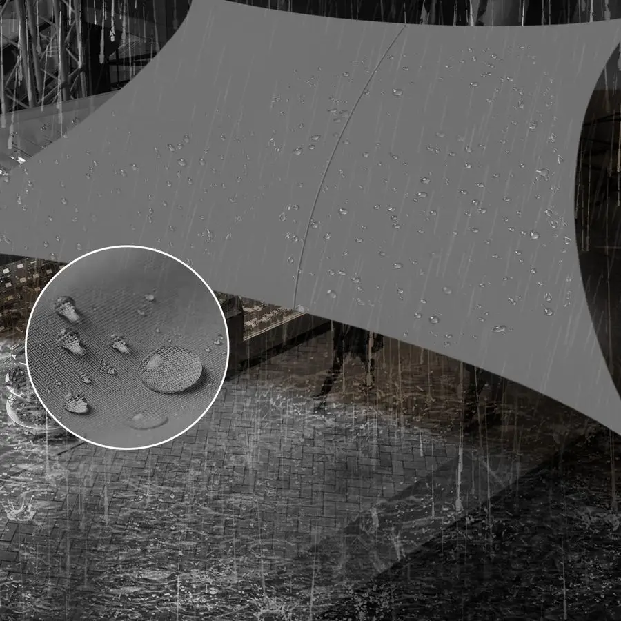 

Waterproof Sun Shade Sail 10 x 10 Charcoal Rectangle UV Block Sunshade for Backyard Yard Deck Patio Garden Outdoor Activities an