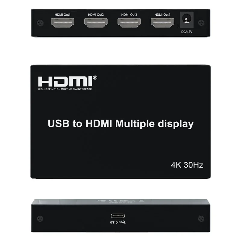 4K USB 3.0 To HDMI Multiple Display TV Splicer 1X3 1X4 2X2 3X1 4X1 Multi Screen Splicing; Extended Mode To 4 Different Desktops