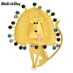 Wuli&baby Vintage Lion Brooches For Women Unisex Lovely Alloy Rhinestone Animal Party Casual  Brooch Pins  Gifts