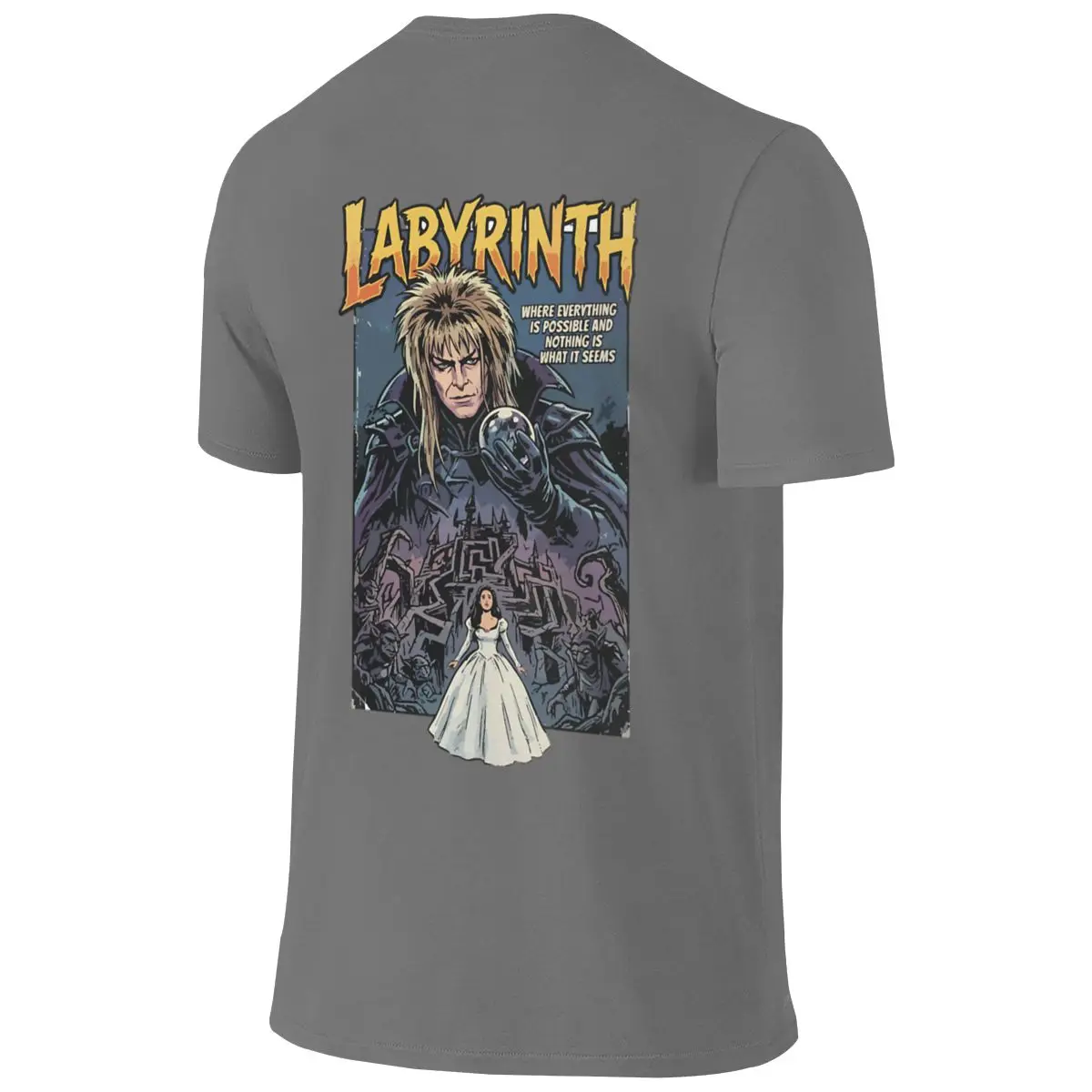 Labirynth Movie Poster Comic Book Style Oversize Reversible T-shirt Simple Korean Style Atmosphere T-shirt