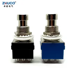 1PC 9 Soldering Pins Black/Blue Guitar Effects Pedal Box Stomp Latching 3PDT ON-ON Self-locking Foot Switch True Bypass