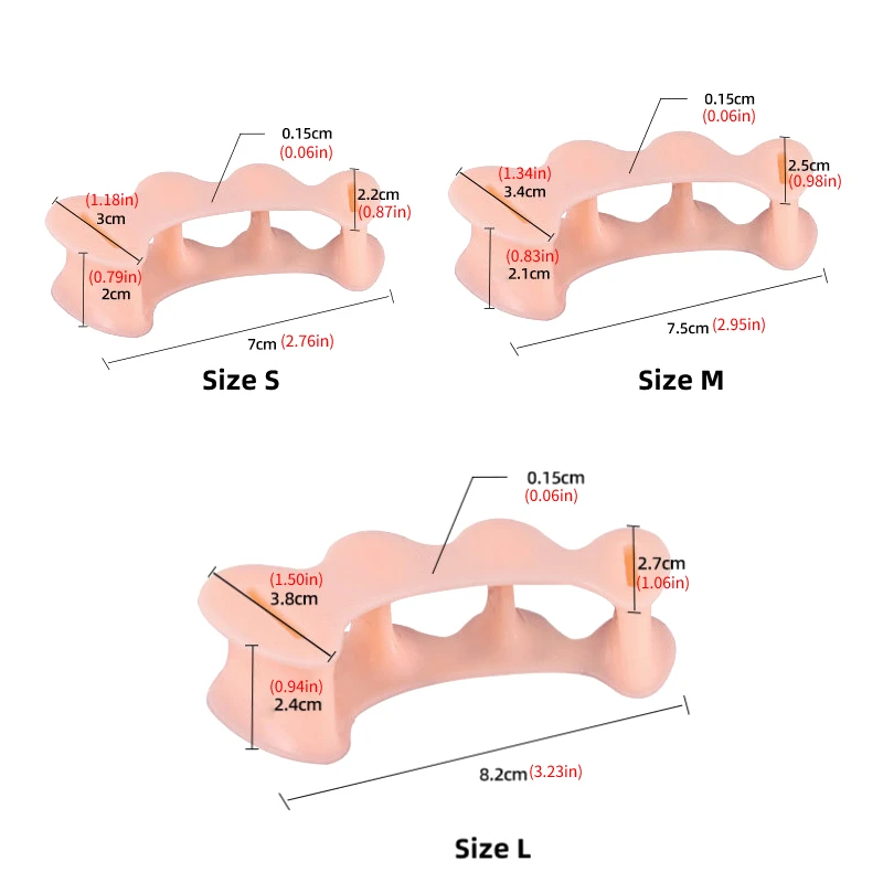 Silicone Gel Toe Dedo Separadores, Hallux Valgus, Hard Espaçadores ortopédicos, Bunion Corrector, Martelo Foot Care Tools, Órtese, 1 Par