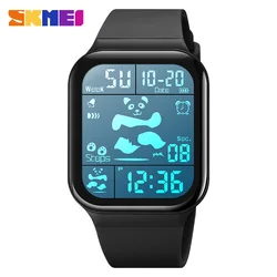 SKMEI Panda Pattern Dial  Women Casual Stopwatch Ladys Wristwatch LED Light Display Digital Watches Shockproof relogio masculino