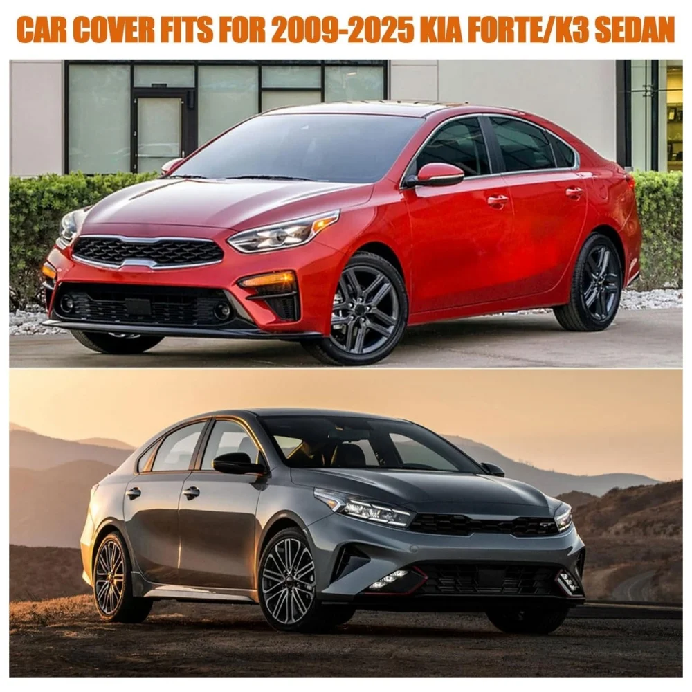 Custom Fit Car Cover For 2009-2026 Kia Forte/K3 Waterproof Car Cover Door Zipper Rain Hail Sun Protection