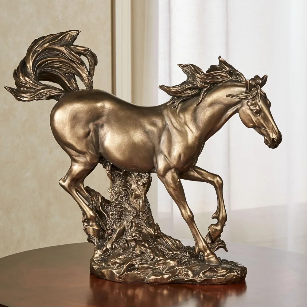 

Wild Running Galloping on Open Plains, Horse Table Sculpture - Bronze Decoration - Made of Resin - Tabletop Statue Home Decor