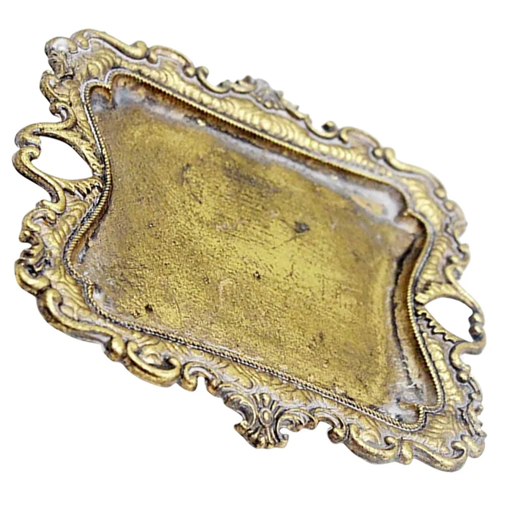 

Display Cabinet Metal Jewelry Tray Earring Stand Decorative Trinket Plate Alloy Dish Travel