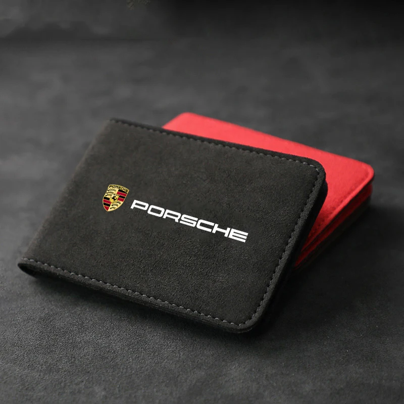 1Pcs Portable Car Driver License Holder PU Leather Card Bag For Porsche 911 Cayenne Panamera Macan Boxster Carrera-GT 928 944