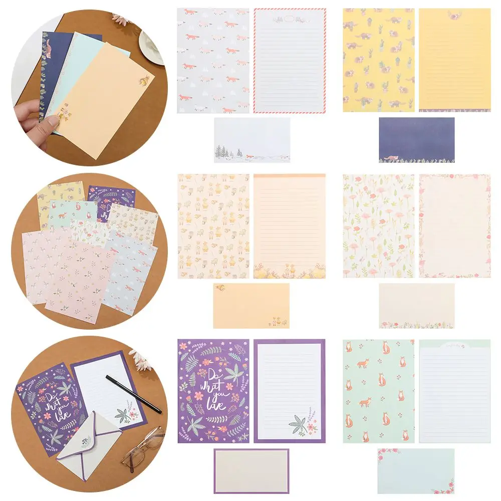 

Office Supplies Flower Printing Cartoon Animal Variety Designs With Envelopes 3PCS Writing Paper 6PCS Letter Stationery