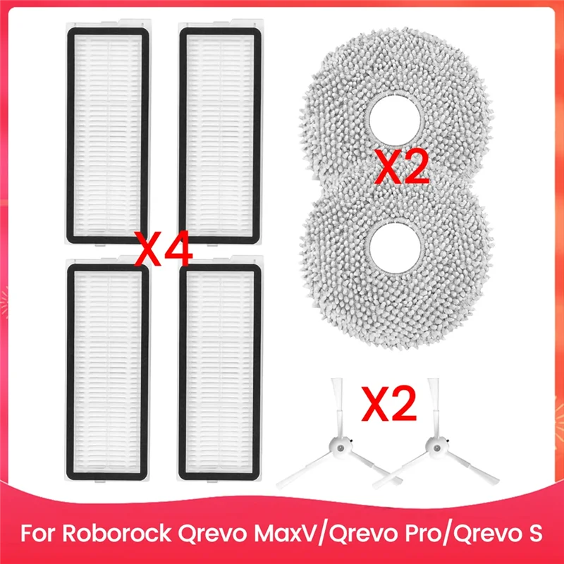 B47B-Accessories Kit For Roborock Qrevo Maxv/Qrevo Pro/Qrevo S Robot Vacuum Cleaner Replacement Parts Mop Pads HEPA Filters