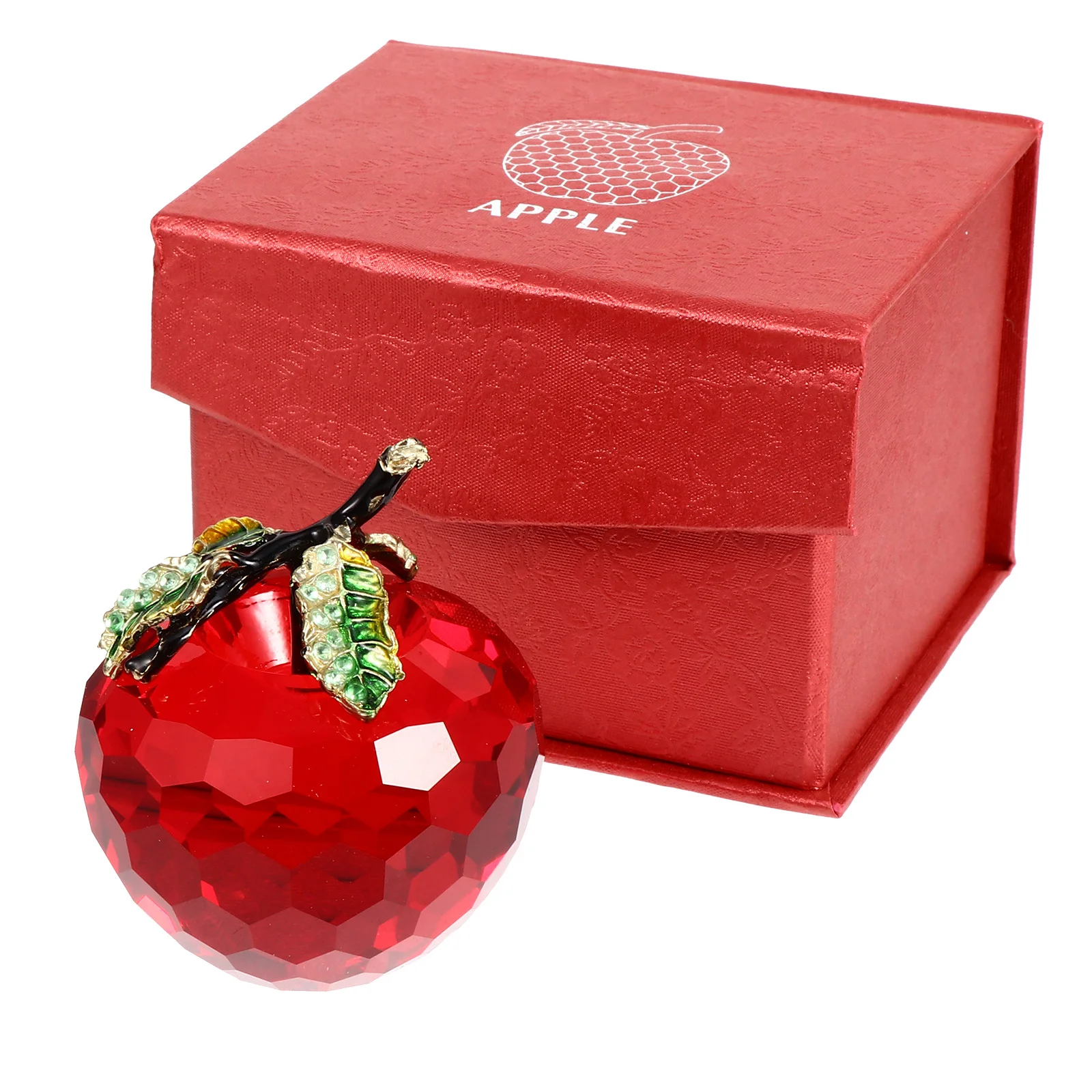 

1Pcs Crystal Faceted Apple Decoration High Quality Xmas Ornament Desktop Adornment Xmas Decoration for Home Christmas Craft