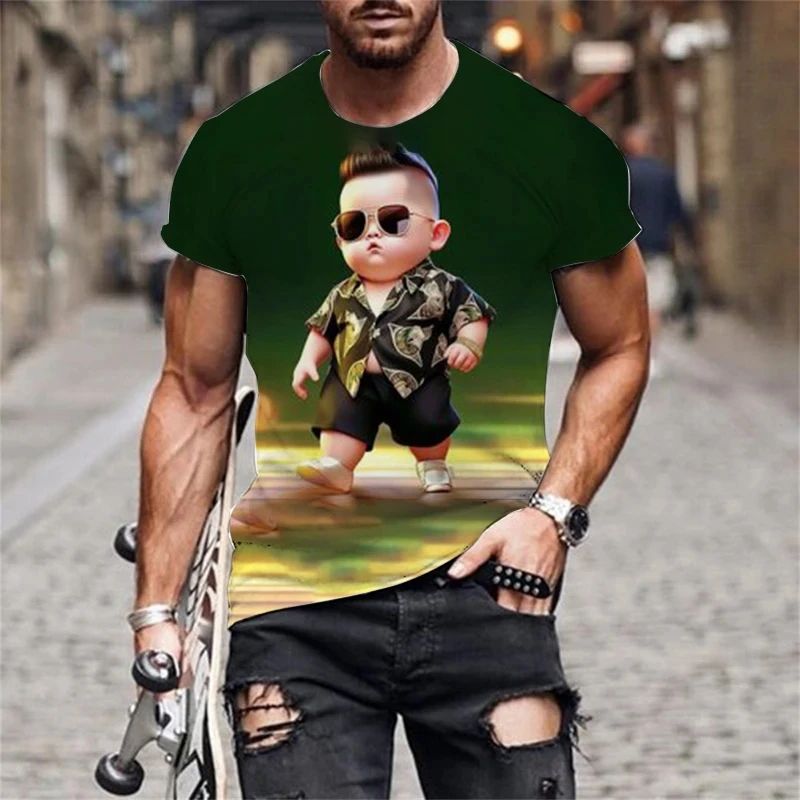 Fashion Fat Baby Graphics T-shirts Summer Trend Short Sleeve Funny 3D Printed T Shirts Loose Casual O Neck Streetwear Mens Tees