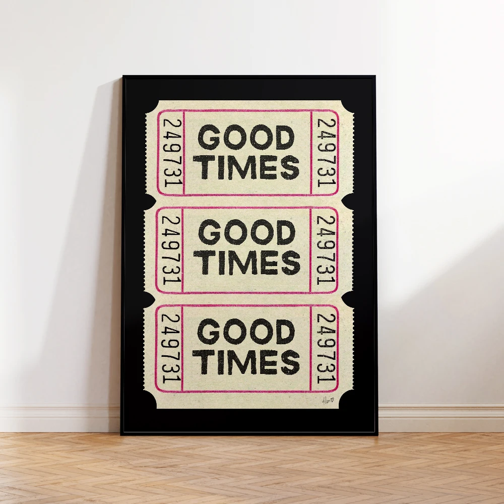 Modern Good Times Ticket Bar Cart Quotes Gift Wall Art Aluminum Frame Prints Canvas Painting Poster For Living Room Home Decor