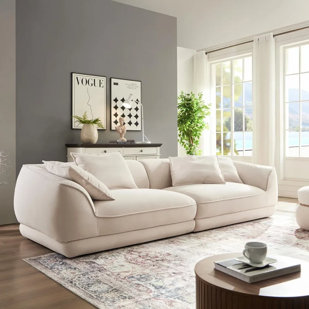 

Sectional Couch, 110" Modern Couch Deep Seat Upholstery Velvet Sofa, Oversized 3-Seater Luxury Minimalist Memory Foam Sofas
