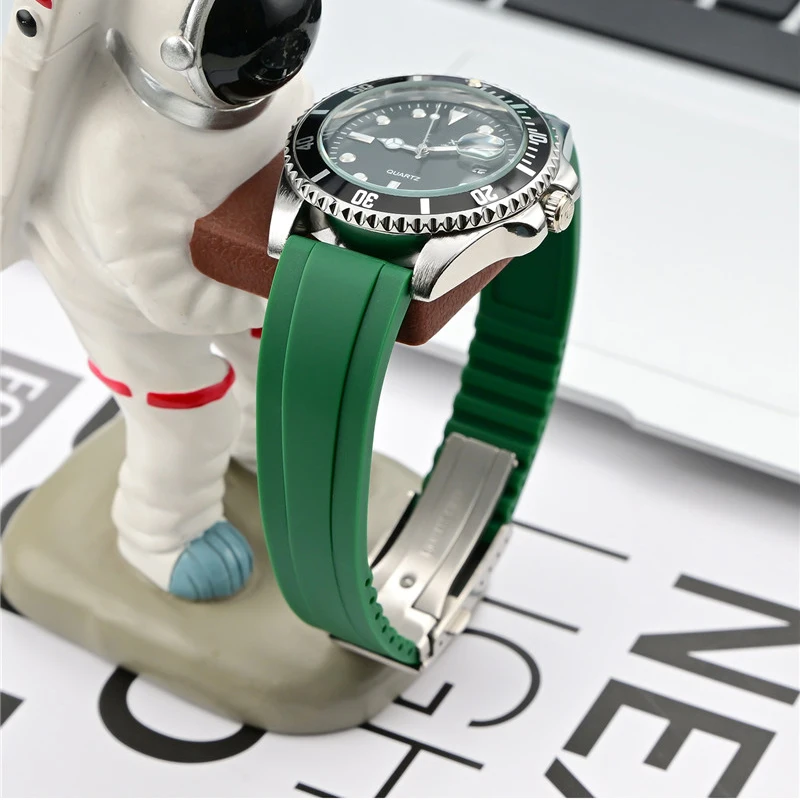 Liquid Silicone Strap 20mm 22mm 316 Folding Buckle Quick Release Sport Waterproof Men Universal Replace Watch Band Cut to Size