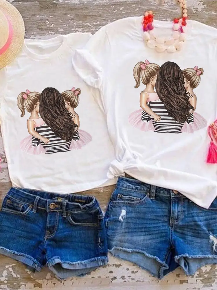 Conjuntos a juego para la familia, Camiseta con estampado de acuarela Happy Time para mujer, niña, niño y Mamá, ropa de verano