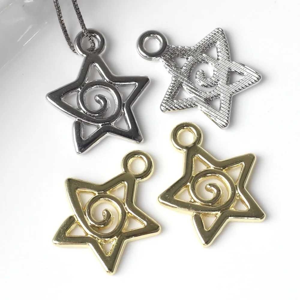 

10Pcs/pack Simple Alloy Swirl Star Charms Pentagram Pendants DIY Bracelets Necklaces Jewelry Accessories