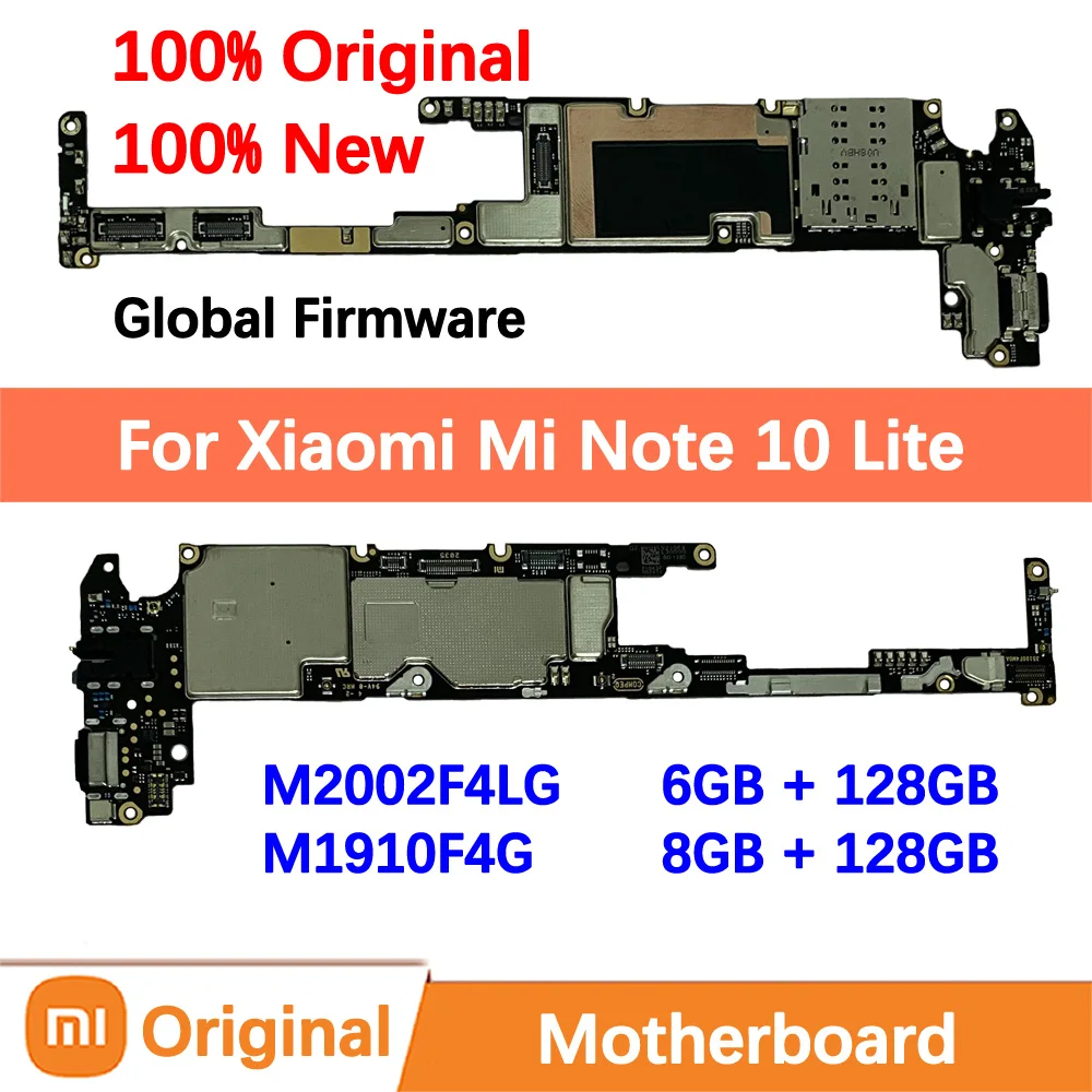 

100% Brand New Original Motherboard for Xiaomi Mi Note 10 Lite Mainboard Logic Circuit Board Plate Global Unlocked Full Work