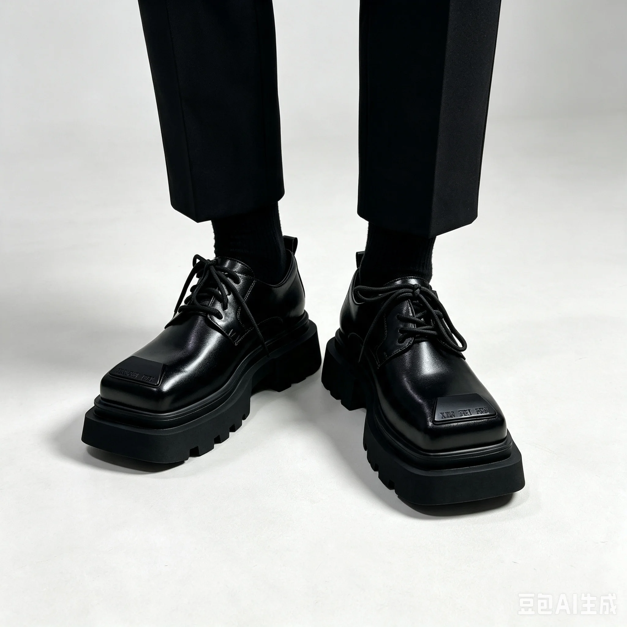 Britischer Stil: Quadratische Schuhe für Damen und Herren – Retro-Schnürschuhe mit Trapezschnalle und erhöhter Plateausohle für den Frühling