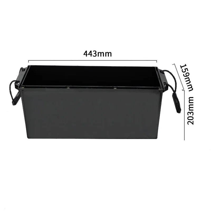 Empty LiFePO4 Battery Box 12V 150Ah Black Battery Case Screwed Removable For Lithium Caravan Camping Marine Solar UPS Golf Cart