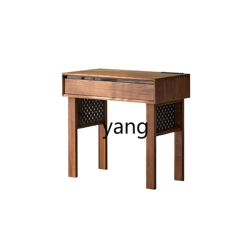 

LMMsolid wood desk small apartment black walnut office study bedroom bedside writing table