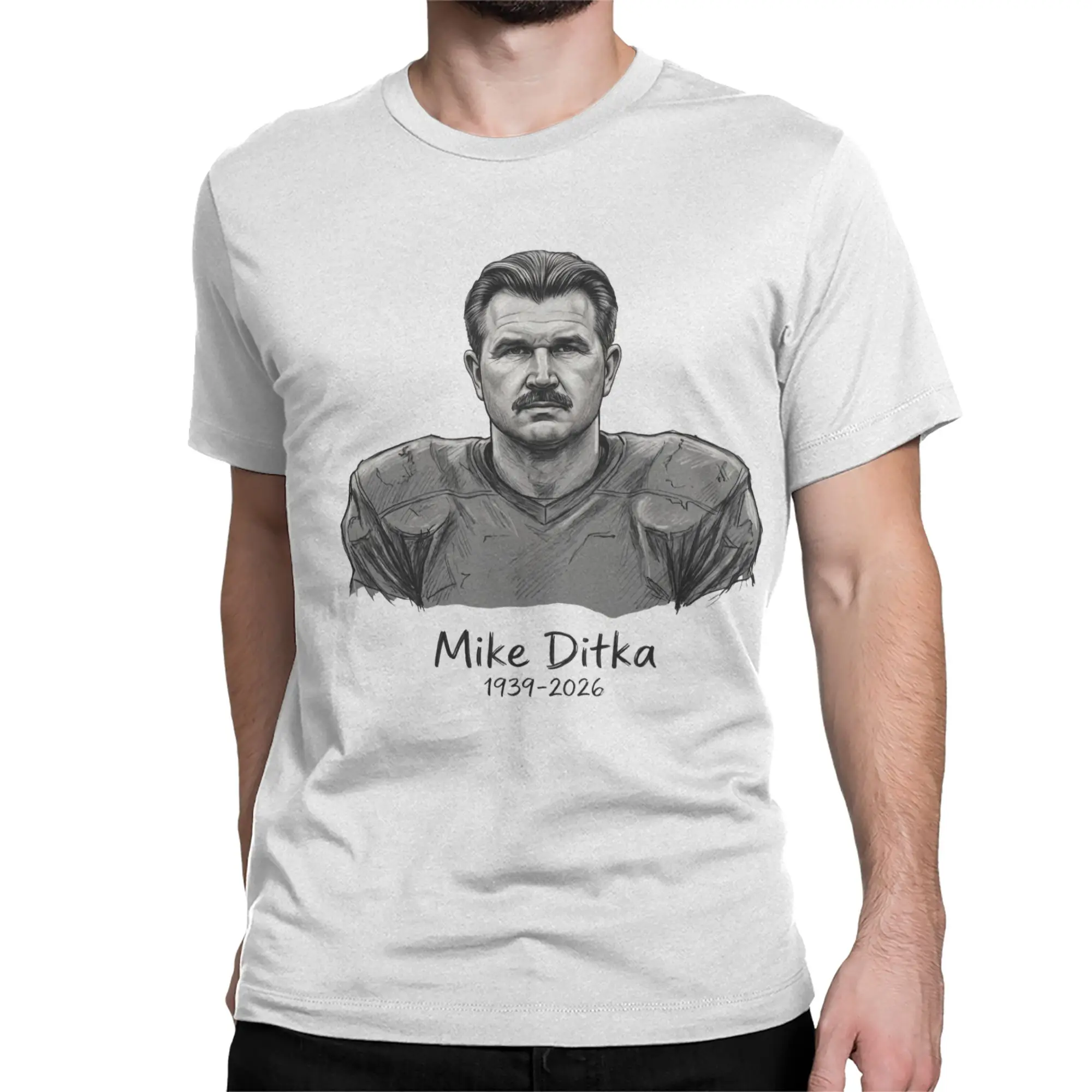 Da-Coach Mike-Ditka Rest in Peace T-Shirt Men Women  Novelty Cotton Tees O Neck Short Sleeve T Shirts Gift Idea Clothes