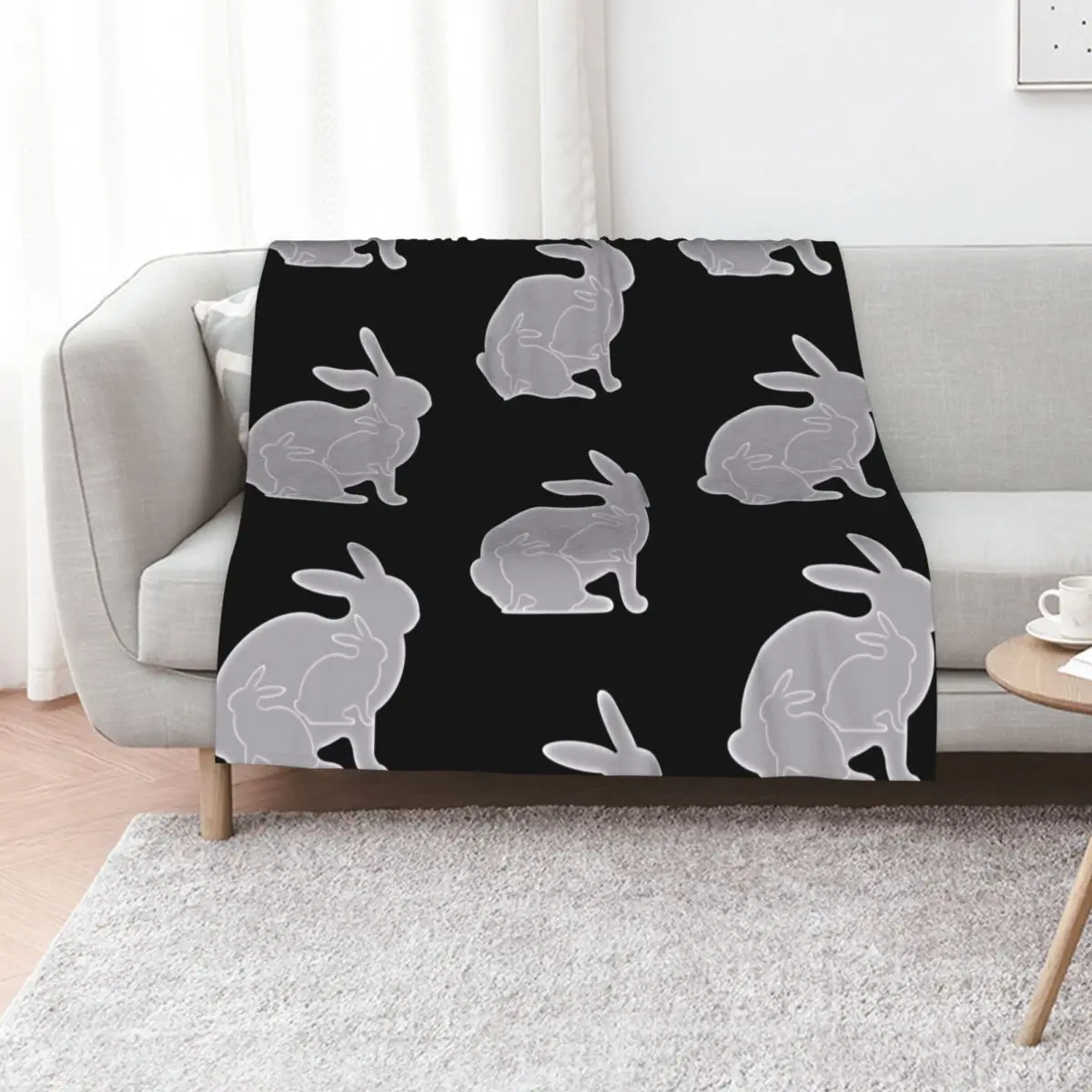 Black and White Rabbit Triads Throw Blanket Tourist Thermals For Travel Decoratives Polar Soft Plaid Hairys Blankets