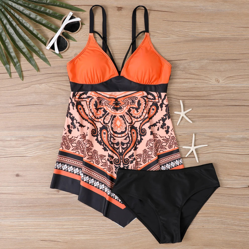 2023 verão moda conforto beachwear novo maiô de cintura alta feminino novo design impressão maiô duas peças conjunto biquíni