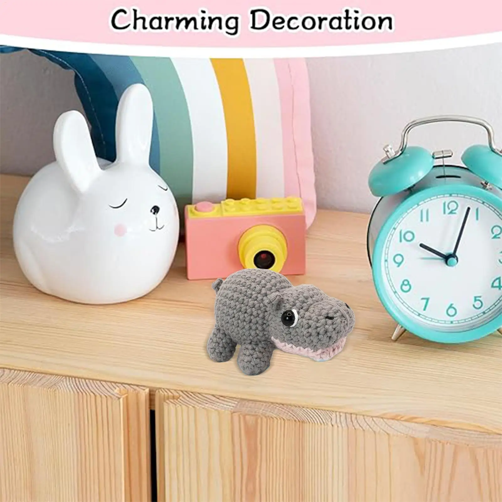 かぎ針編みのカバ、かぎ針編みのハンドバッグペンダント、手作りのぬいぐるみキーホルダーチャーム、子供、女性、男性、動物愛好家、スクールバッグ、車の装飾