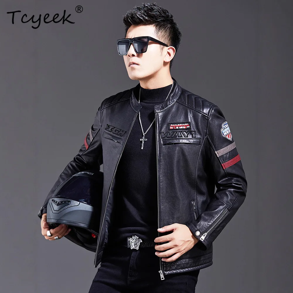 

Tcyeek 100% Sheepskin Genuine Leather Jacket Men Spring Autumn Clothes Motocycle Jackets Mens Coats Trendy Jaqueta De Couro 2025