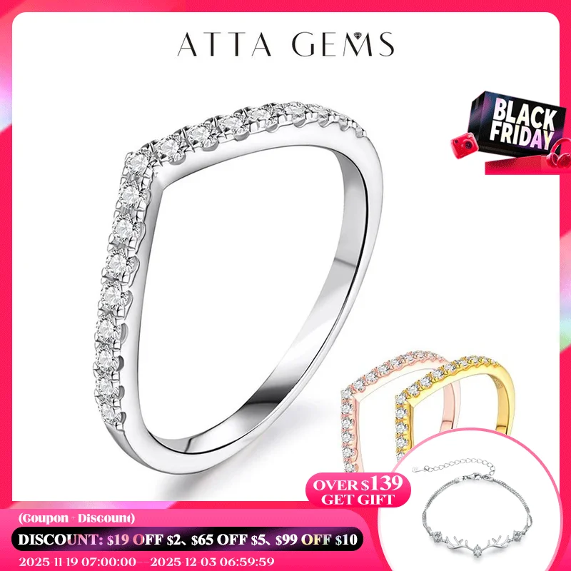 

ATTAGEMS Moissanite Diamond Rings Jewelry Women Engagement Ring 925 Sterling Silver Jewelry Wedding Moissanite Band Ring