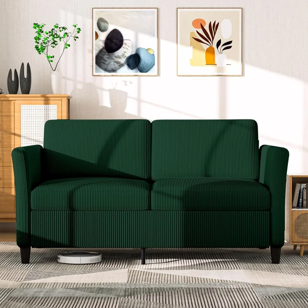 

"60.6" Corduroy Loveseat - Modern 2-Seater with Side Pocket, Comfy Sofa for Small Spaces/Bedroom"