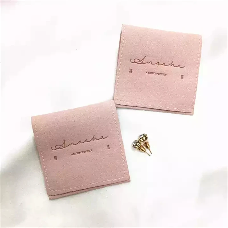 

Custom 6*6 cm Pink Comfortable Feeling logo Custom Microfiber Envelop Jewelry Packaging Pouch, Birthday Wedding Engagement