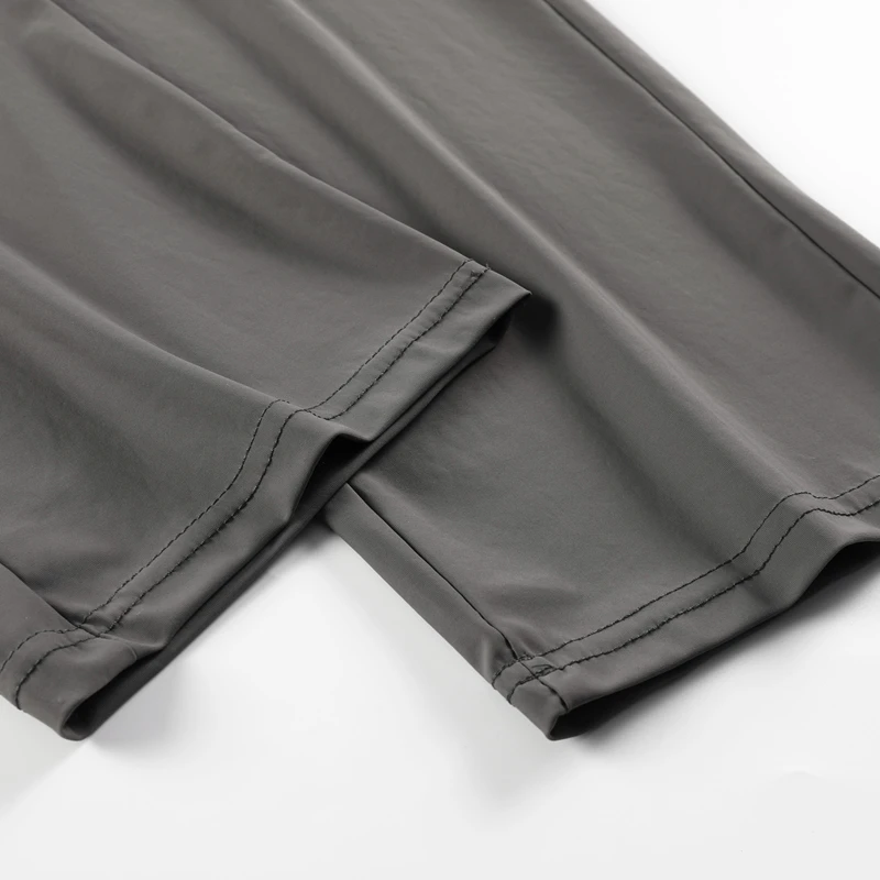 Neue Sommer-Herrenhose aus Eisseide, kühle Hose mit seitlichen Streifen, schwarz-graue, dünne Sporthose, Herren-Fitness-, Bergsteiger- und Wanderhose – Detail 12