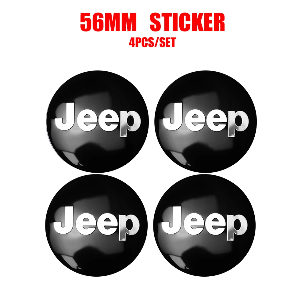 4Pcs 56mm Aluminum Alloy Car Wheel Center Hub Stickers Wheel Tire Hub Decal For Jeep Renegade Patriot Wrangler Cherokee Compass