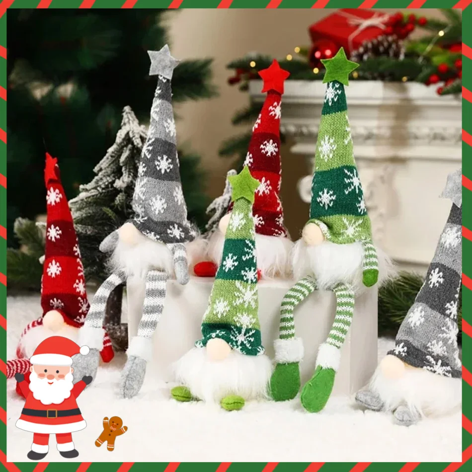 زينة عيد الميلاد التي تعمل بالبطارية: دمية محبوكة على شكل ندفة الثلج المتوهجة - ديكور جنوم، الضوء المحيط، ديكور المنزل