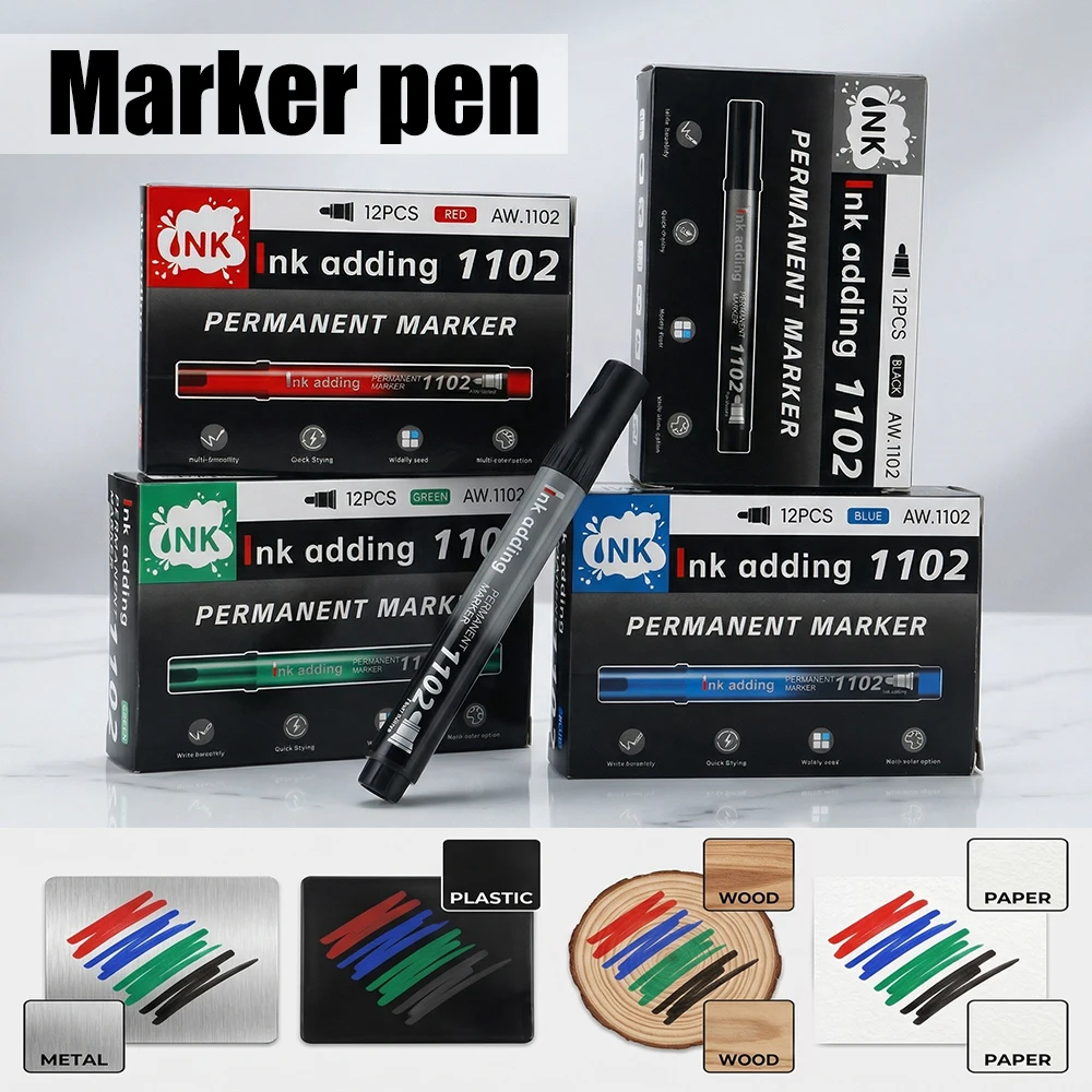 

Набор перманентных маркеров (1/4/5/8/10 шт.): водостойкие, быстросохнущие, для письма, маркировки, рукоделия, художественных проектов, офиса и школы