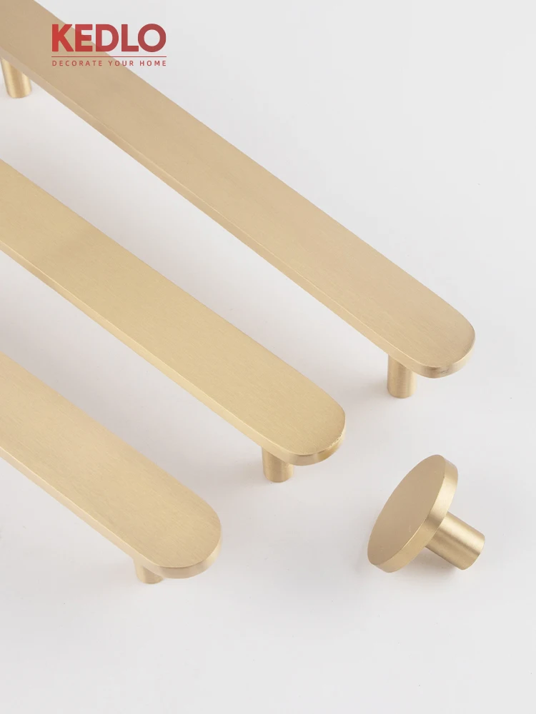 KEDLO Massiver Messinggriff, minimalistisch, flach, modern, gebürstetes Messing, Küchenschrankgriff, Schubladengriff, antikes Messing. – Detail 2