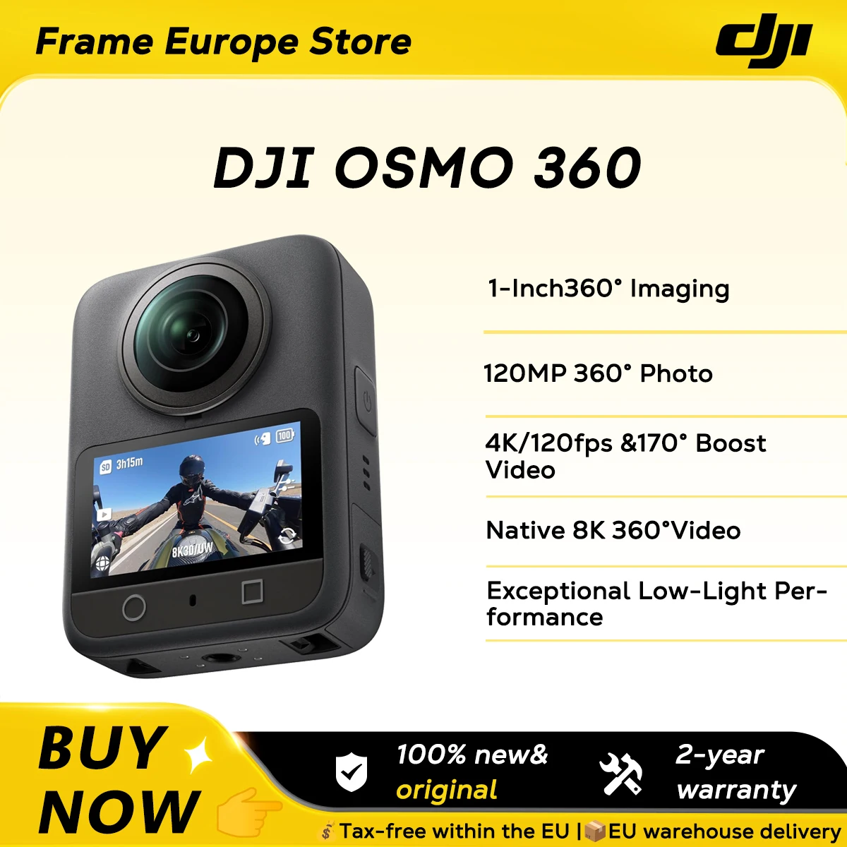 【LOCAL+】DJI OSMO 360 Standard Bundle Caméra 360 avec capteur 1 pouce 360 °   Imaging 360 °   Vidéo en 8K Natif 360 °   Photo en 120MP, étanche, originale